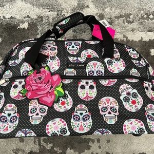 Betsey Johnson Sugar Skull Duffle Bag/Roller